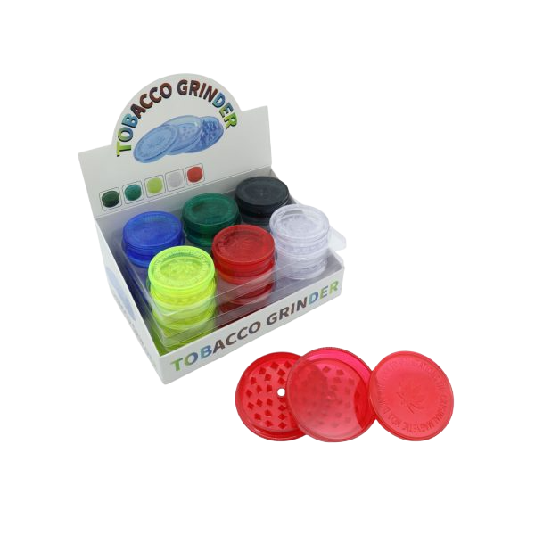 CLEAR SPIN ACRYLIC GRINDER MIXED COLOR 3 PART 60MM WITH MAGNETIC-BOX OF 24 (HX-208-3P)