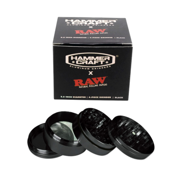 RAW HAMMER CRAFT ALUMINUM GRINDER 4 PART BLACK